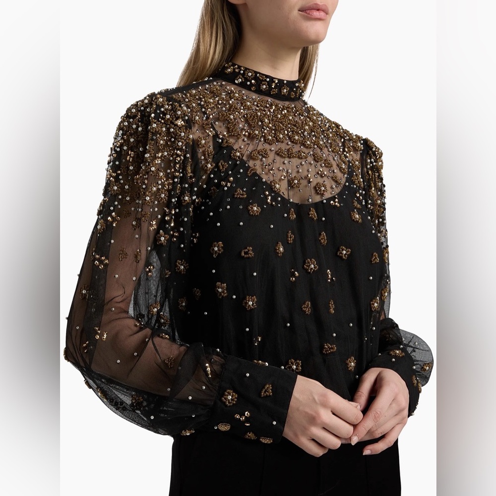 FARM Rio Embroidered Bubble Tulle Blouse size XS - Picture 2 of 15